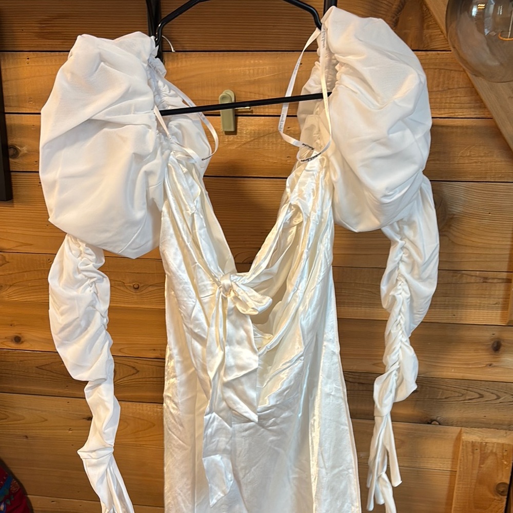 NEW For Love & Lemons Bridal Hazel Mini Wedding Dress w/ Gloves - Picture 8 of 13